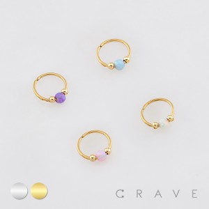 OPAL BEAD NOSE HOOP 316L SURGICAL STEEL